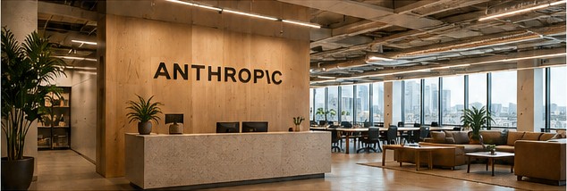 Editorial illustration of Anthropic's San Francisco headquarters at 500 Howard Street. HQ location: San Francisco Chronicle